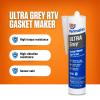 imagePermatex 82194 Ultra Grey Rigid HighTorque RTV Silicone Gasket Maker Sensor Safe And NonCorrosive For High Torque And Vibration Resistant Applications 3 oz13 Fl Oz
