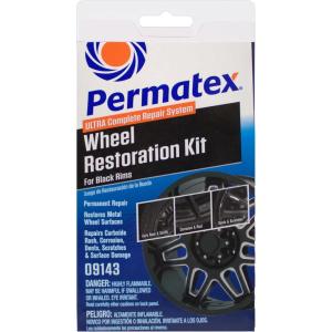 imagePermatex 09143 Wheel Restoration Kit  Black  EasytoUse Do It Yourself Kit Repairs Unappealing Wheel Damage Including Curbside Rash Corrosion and Scuffs for Like New AppearanceBlack