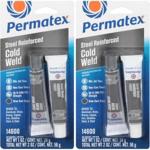 imagePermatex 14600 Cold Weld Bonding Compound Two 1 oz Tubes  BlackTwo 1 Ounce Tubes Pack of 2